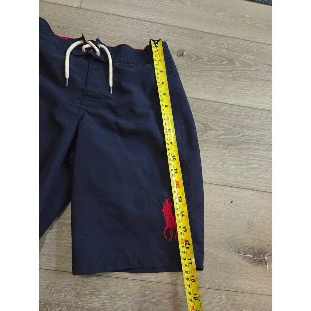 Polo Ralph Lauren Boys Navy Blue Embroidered Big Pony Swim Trunks Medium 10-12